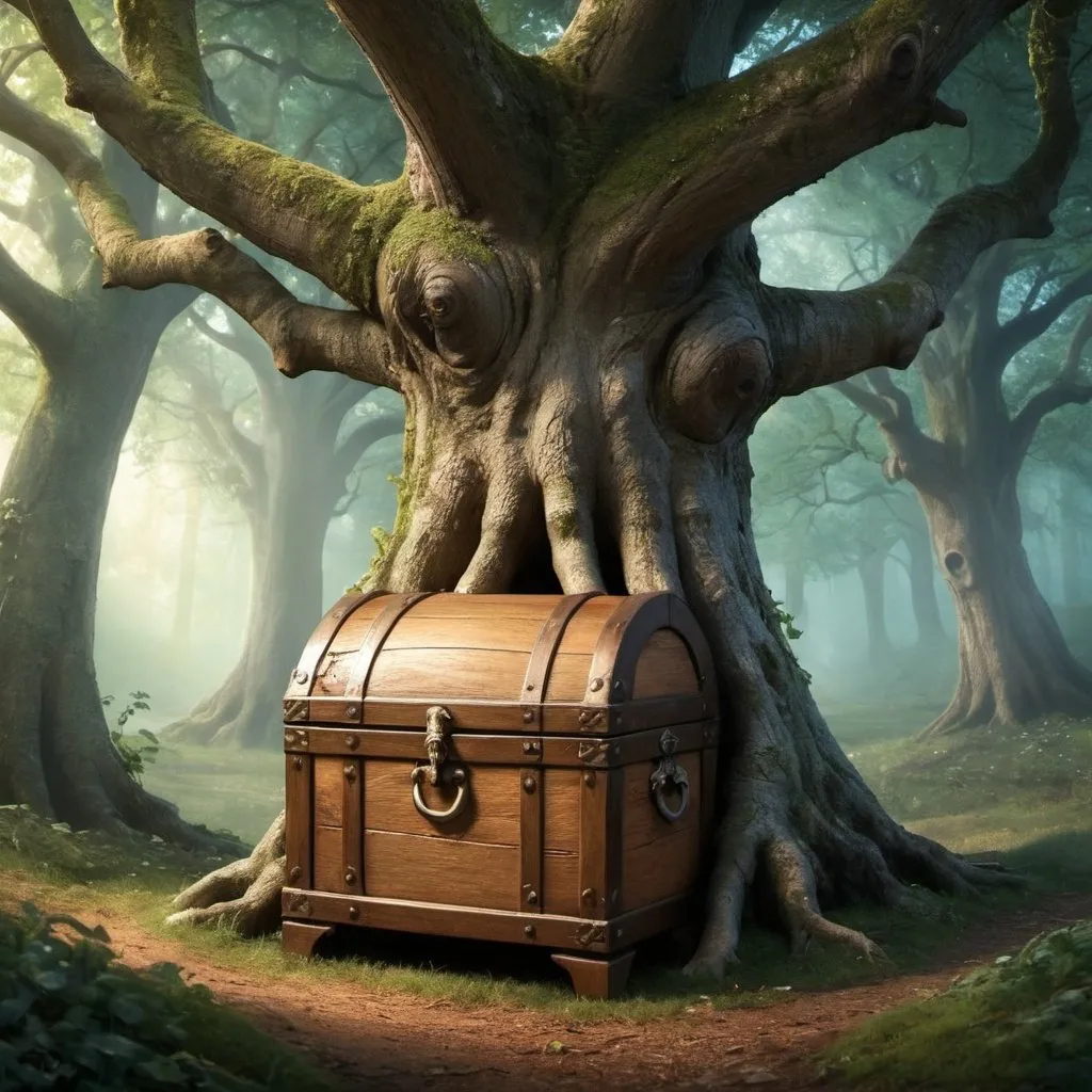 Prompt: "The Wishful Trunk: A Tale of Sincere Wishes"  Once upon a time, in a magical forest filled with enchanting creatures of all kinds, there stood a mysterious chest known as the Wishful Trunk. Legends whispered that this trunk had the power to grant any wish, but only to those who wished with pure sincerity.

In this wondrous forest, where fairies danced in the moonlight and unicorns roamed freely, a group of friends found themselves lost in the depths of the woods. As they wandered, weary and unsure of their path, they stumbled upon the Wishful Trunk, hidden beneath the boughs of an ancient oak tree.