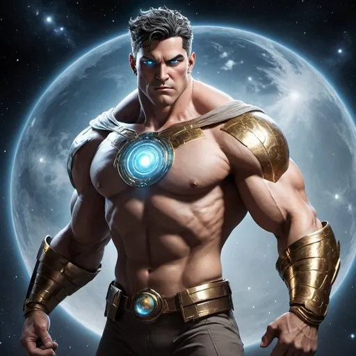 Prompt: Meet Atlas, the enigmatic hero with extraordinary abilities. Born under the light of a rare cosmic event, Atlas possesses powers beyond human comprehension. His strength rivals that of a hundred men, his speed surpasses the swiftest creatures, and his intellect is unmatched by any mortal mind.