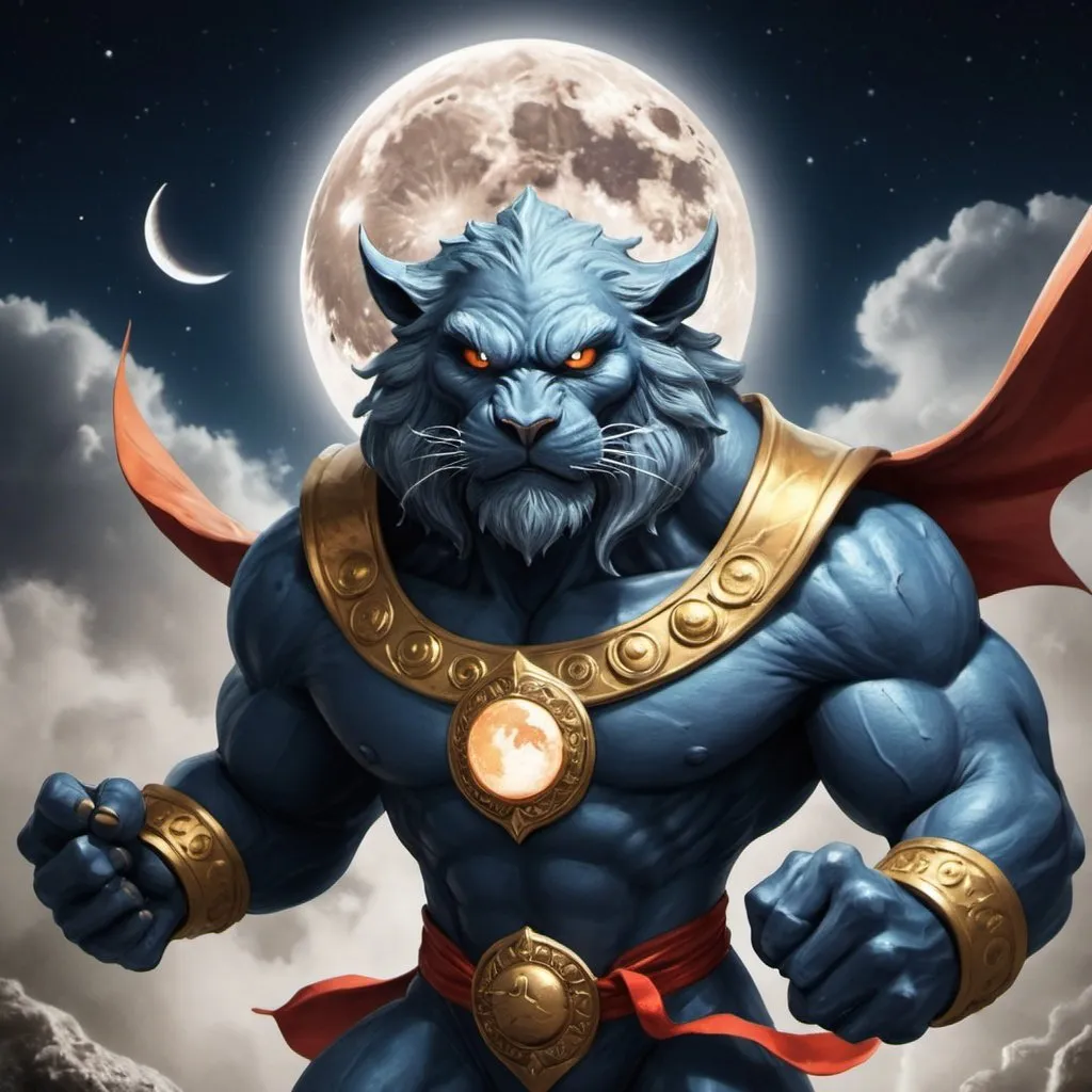 Prompt: Let's call our hero LunaGuard. LunaGuard possesses extraordinary powers that enable him to save the world from disasters. When the moon hurtles toward the Earth, threatening to cause catastrophic floods, LunaGuard steps forward to intervene. With his super strength, he halts the moon's descent, preventing the impending disaster.





