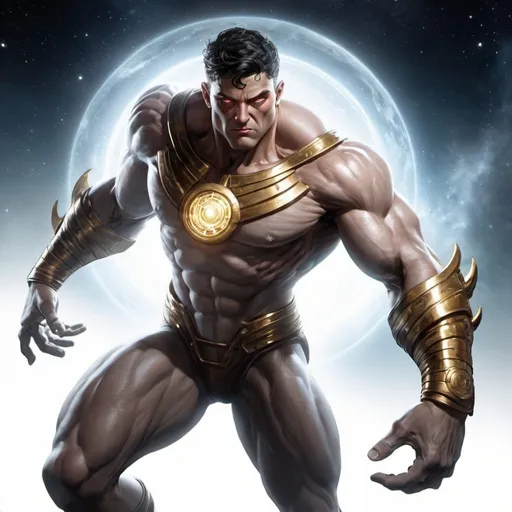 Prompt: Meet Atlas, the enigmatic hero with extraordinary abilities. Born under the light of a rare cosmic event, Atlas possesses powers beyond human comprehension. His strength rivals that of a hundred men, his speed surpasses the swiftest creatures, and his intellect is unmatched by any mortal mind.