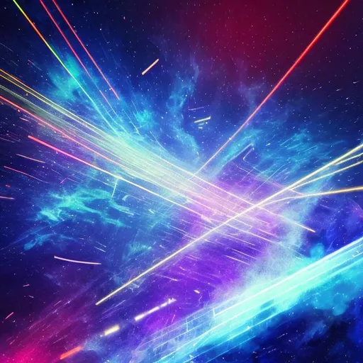 Prompt: lasers, space background, abstract, chaos