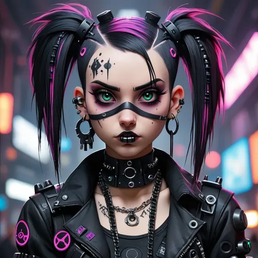 Prompt: cyber-punk goth girl