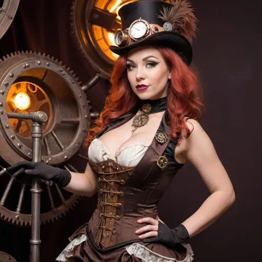 Prompt: burlesque girl in steampunk costume