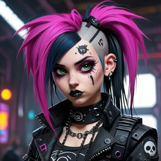 Prompt: cyber-punk goth girl