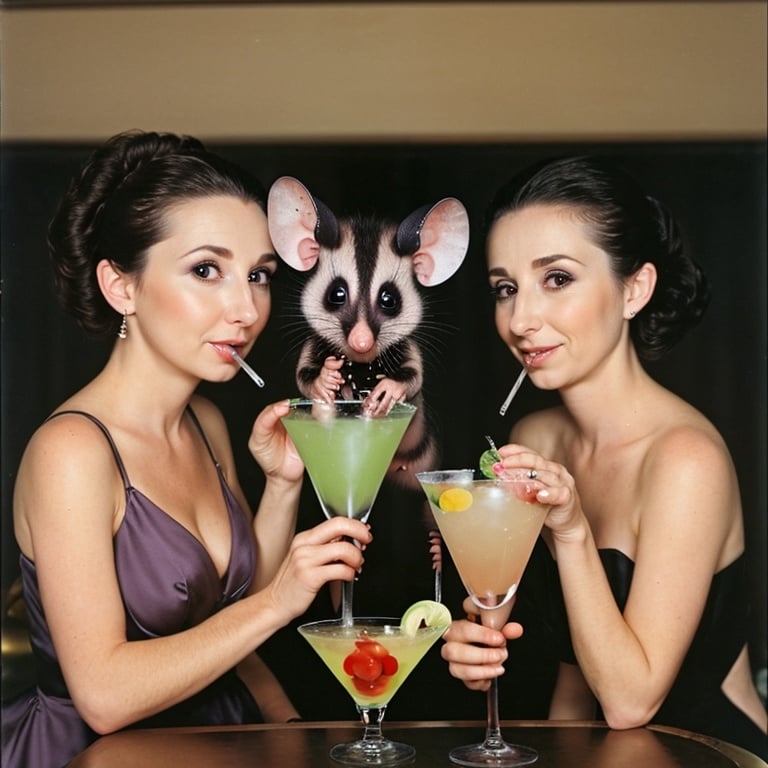 Prompt:  opossums drinking Martinis