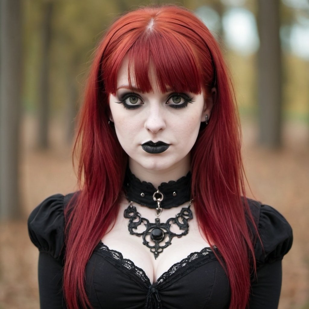 buxom red head goth girl