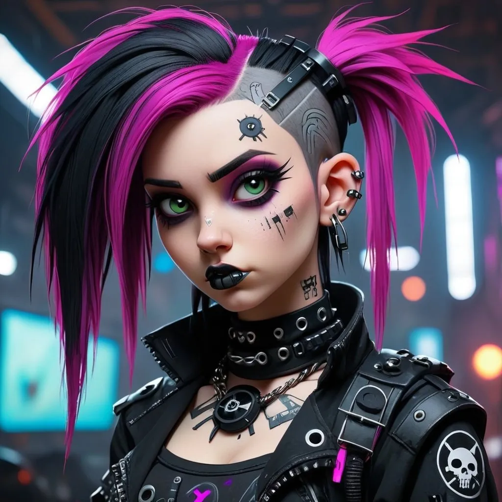 Prompt: cyber-punk goth girl