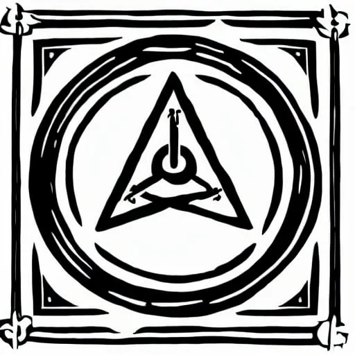 Prompt: A simple cult symbol that represents power, unity, frightness and trust