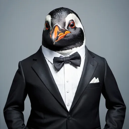 Prompt: penguin business man