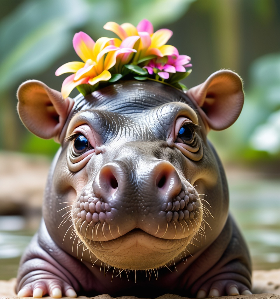 Prompt: Pygmy hippo, cute style