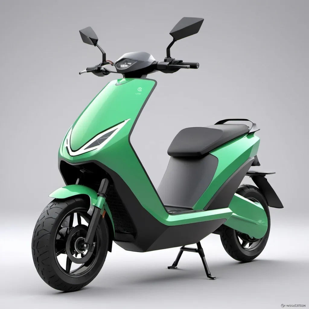 Prompt: airodynamic design of electric scooter which gives sporty look and grab the atteraction. 
my inspration is a combination of Ather & ola scooter. 

