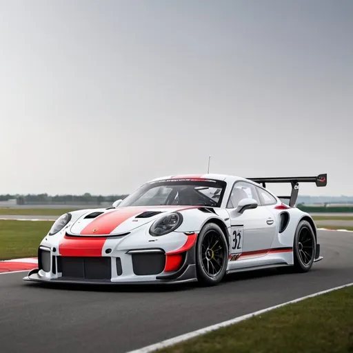Prompt: A Porsche 911 gtr3 rs with wings