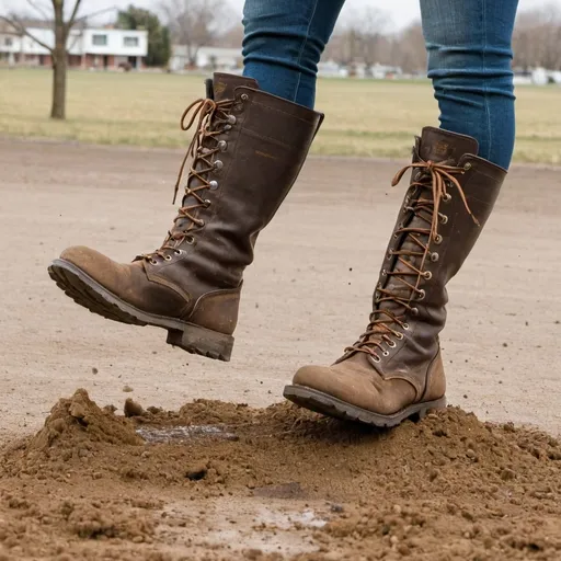 Prompt: Boots stomping on the ground
