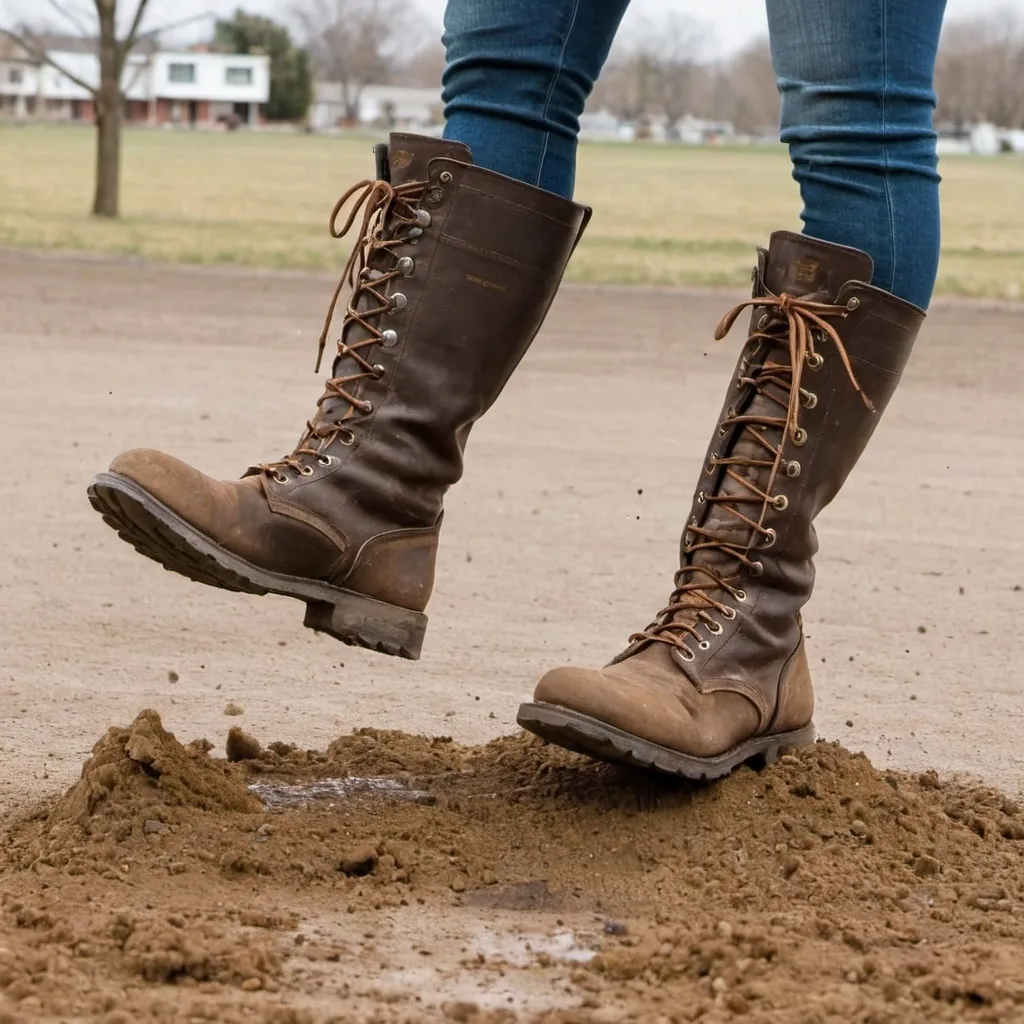 Prompt: Boots stomping on the ground
