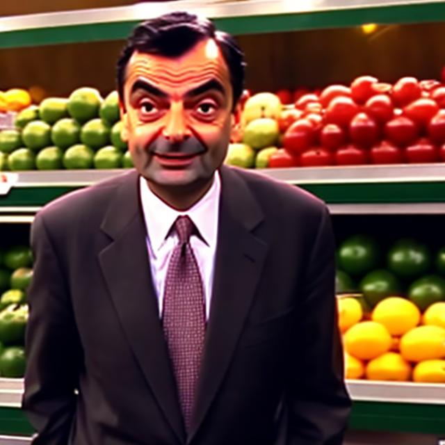 Prompt: Mr.Bean at a Whole Foods