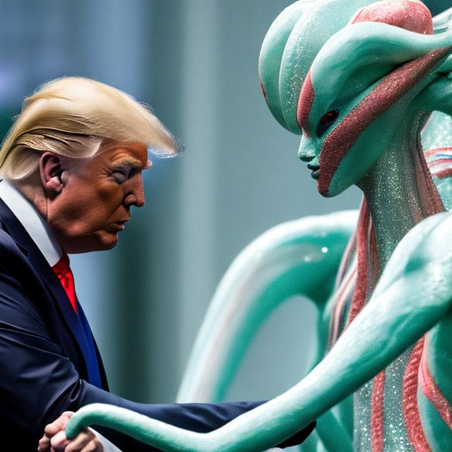 Prompt: Donald Trump shaking hands with Deoxys