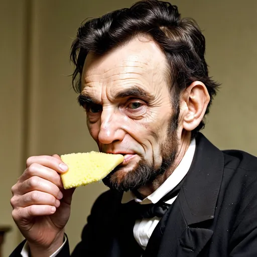 Prompt: Abraham Lincoln biting on a wet sponge 