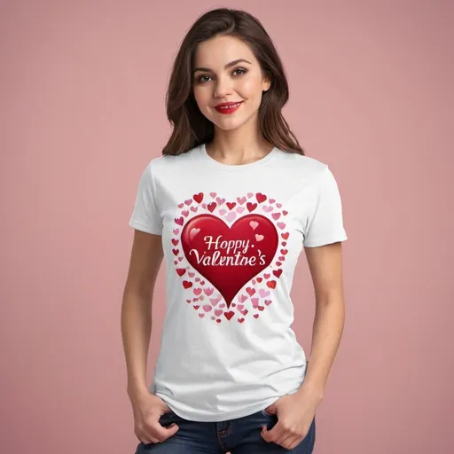 Prompt: A popular Valentine's Day T-shirt in the United States, suitable for ages 25-35