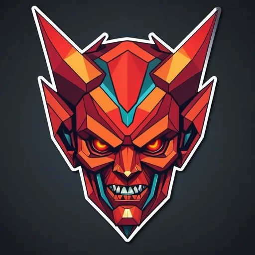 Prompt: Mechashot Devil in sticker geometric art style