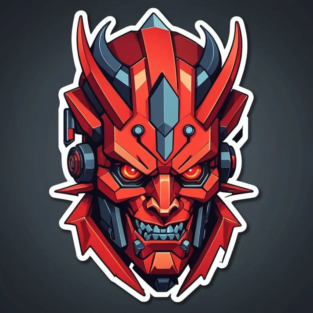 Prompt: Mechashot Devil in sticker geometric art style