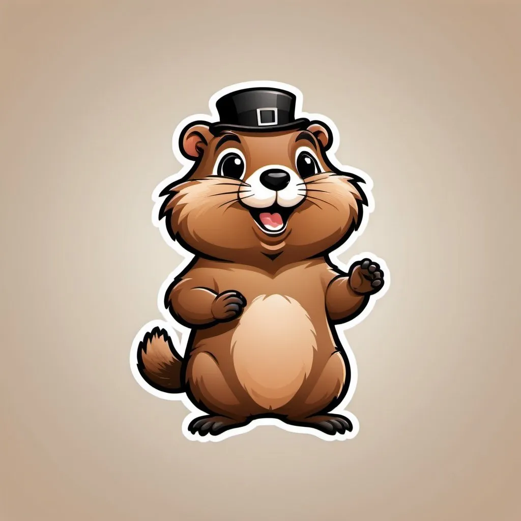 Prompt: Create modern logo. It must contains Groundhog,Cute, adorable expression， happiness. full body