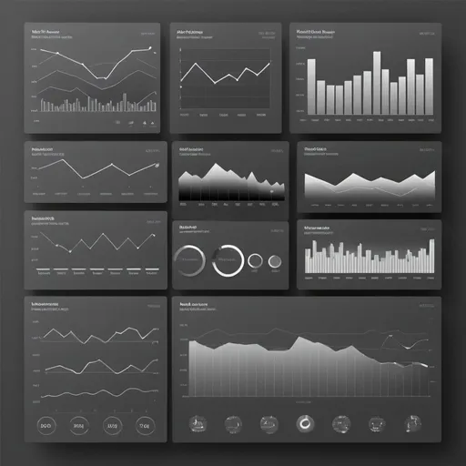 Prompt: create an image of data visualization charts in different shades of grey
