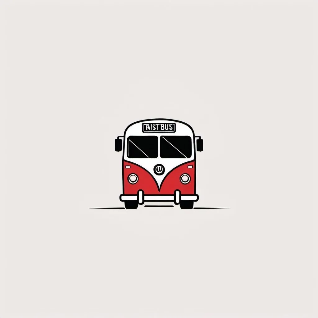 Prompt: a minimalist logo design with a red color bus