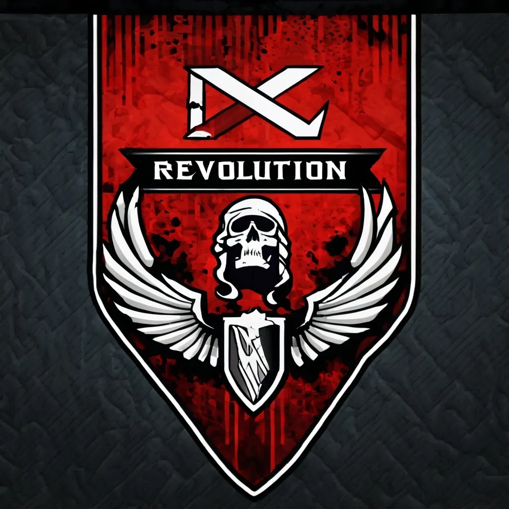 Prompt: military clan banner with the name REVOLUTION