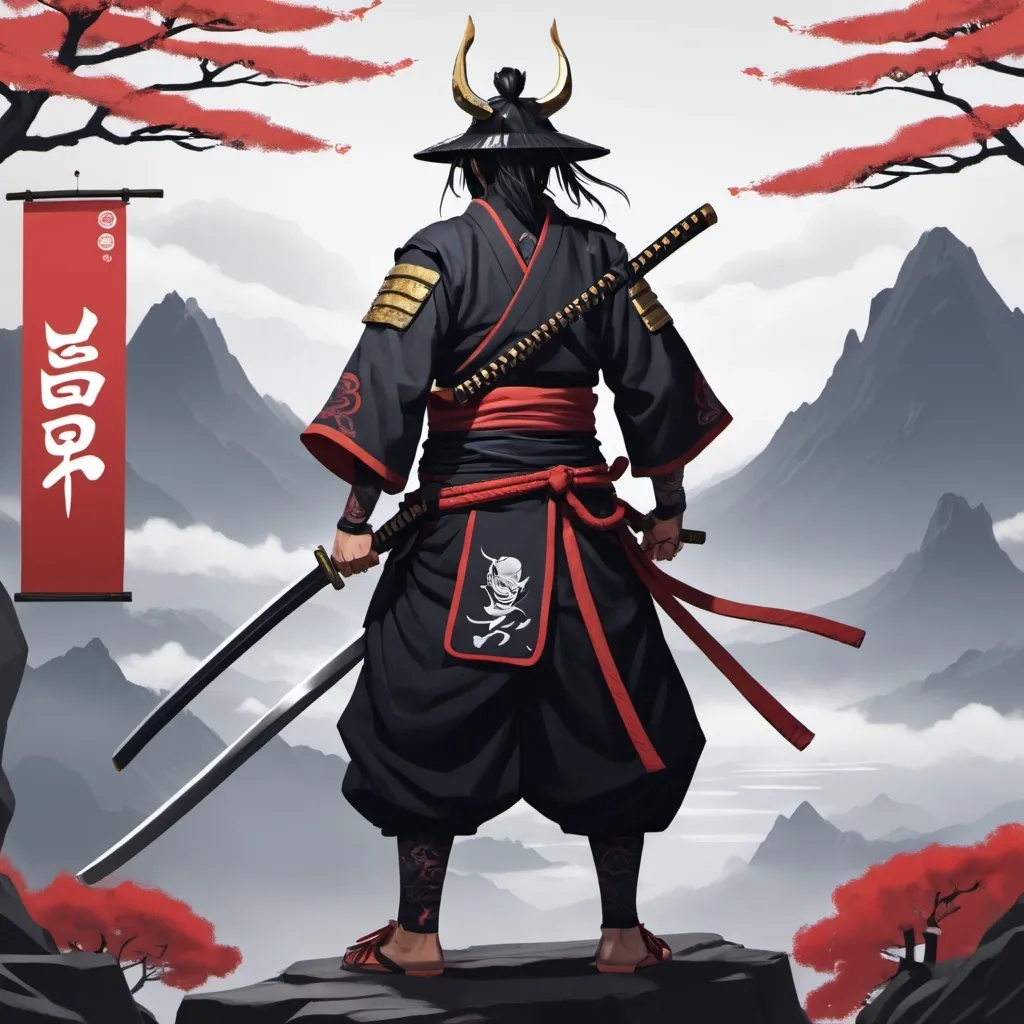 Prompt: Génère moi une bannière discord samurai