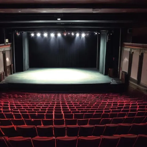 Prompt: looking at an empty theatre stage  setting
