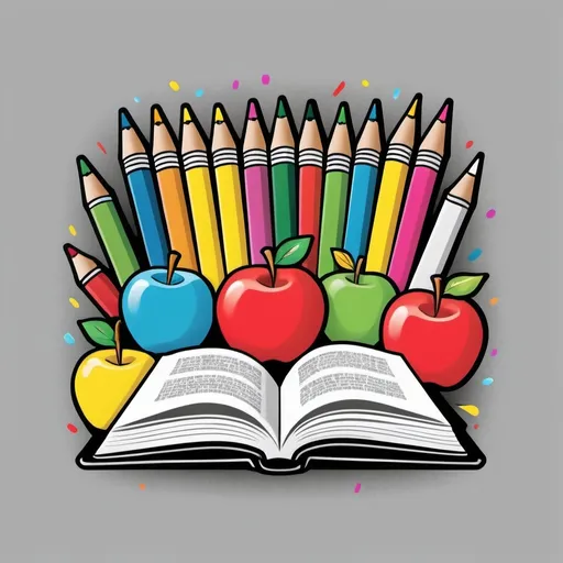 Prompt: (black and white), 2D colorful illustration, vibrant, cheerful design, playful elements of school supplies like books, pencils, and apples, simple layout, suitable for a t-shirt, catchy audience-friendly slogan (accurately spelled text "Teaching is Fun!"), engaging and bright background, modern, eye-catching visuals, HD quality.