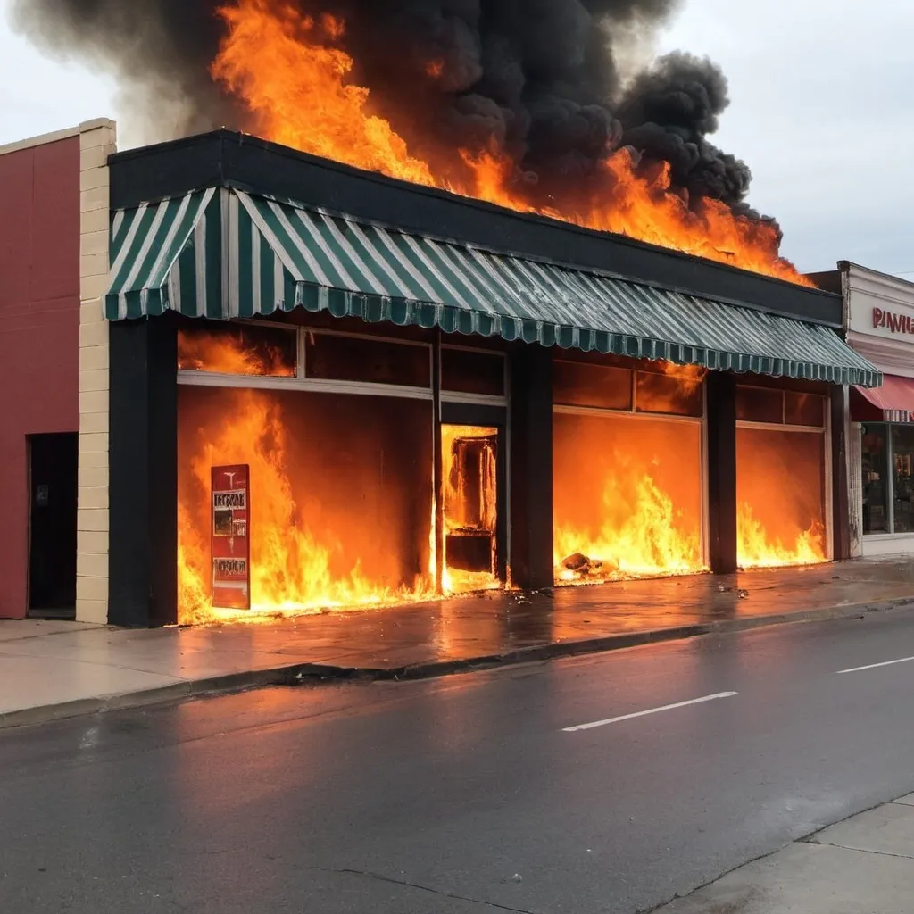 Prompt: A store on fire