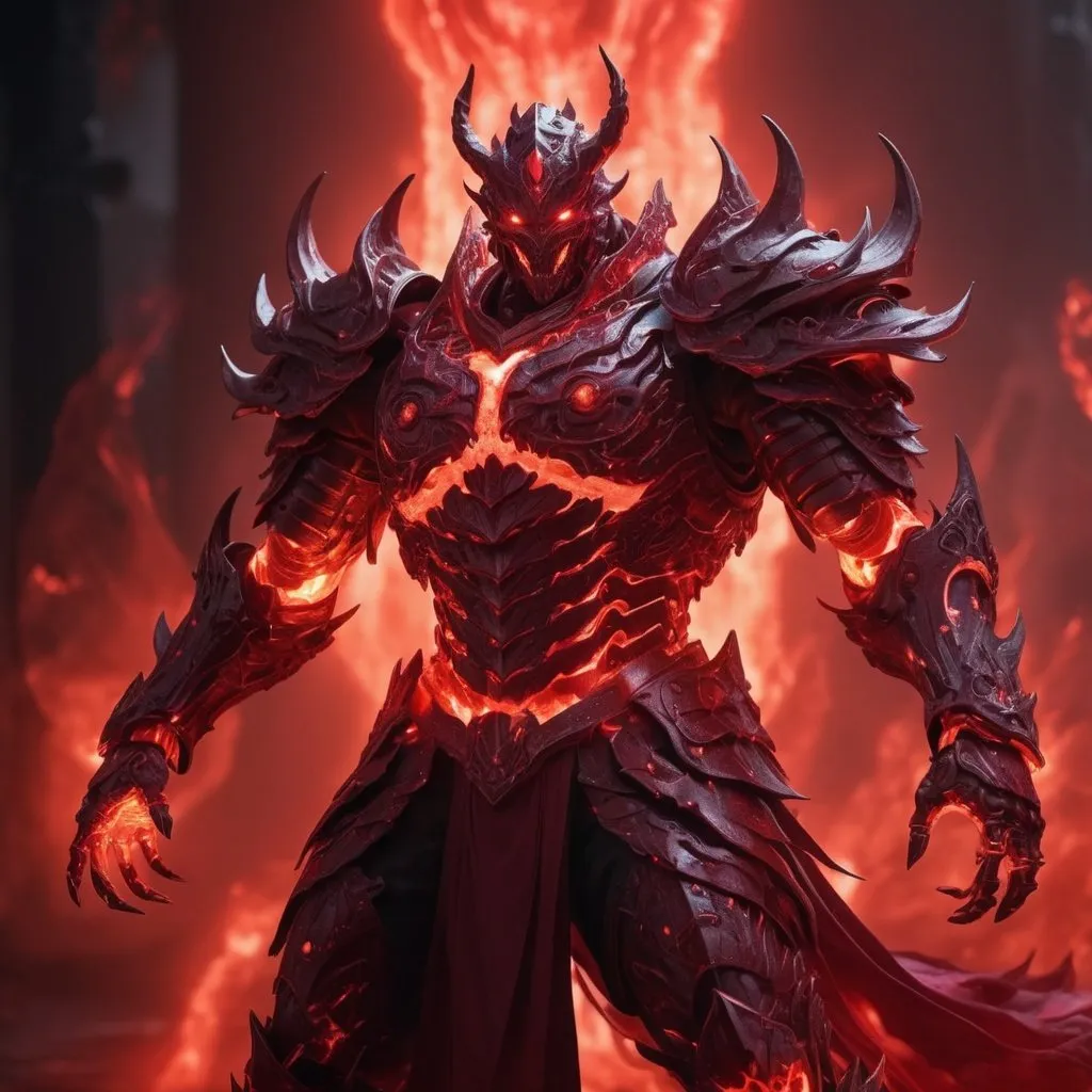 Prompt: ((best quality)), ((illustration)), ((masterpiece)), bright  colors, unreal engine, highres, fantasy, 1 dark red transparent armored susanoo ghost, surrounded in a dark red glowing fiery aura, red glowing eyes, huge; dark red energy aura, highly detailed