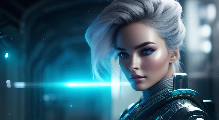 Prompt: create photograph of beautiful futuristic female space soldier, detailed face, extremely detailed environment, extremely detailed background, extremely detailed skin, extremely detailed clothing, natural colors , professionally color graded, photorealism, 8k, realistic, moody lighting, galactic environment, volumetric lighting