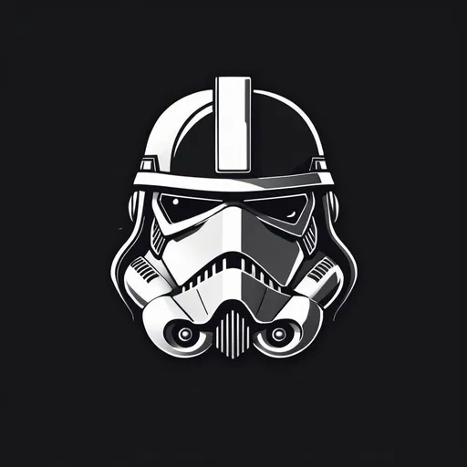 Prompt: a simple logo with a trooper head in futurisctic style