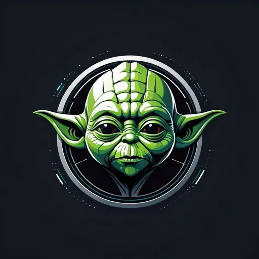 Prompt: Cool futuristic logo with a yoda head