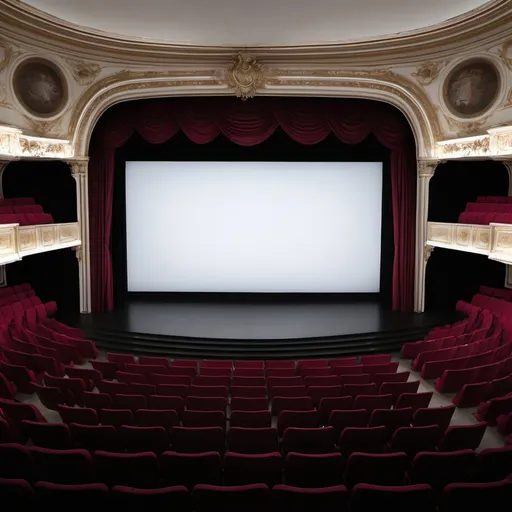 Prompt: Ein  Bild mit ein theather und in der mitte ein White screen mit den wörtern Matura was nun?