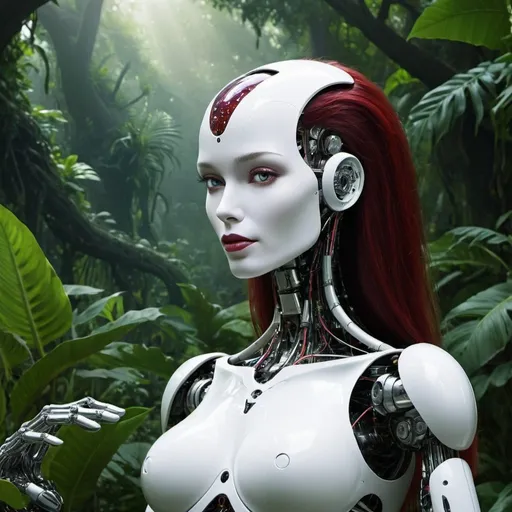 Prompt: Lilith a.i robot background garden of eden