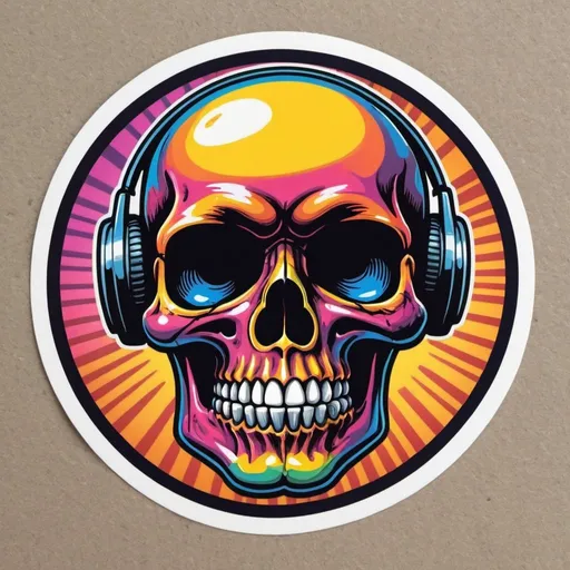 Prompt: old school skull sticker. pop art meets disco