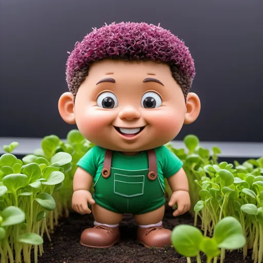 Prompt: create a cartoon character for a company that grows microgreens and sprouts.  similar to the cabbage patch kids range

