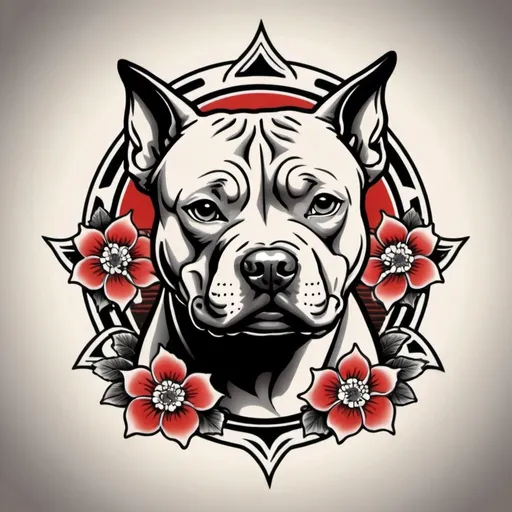 Prompt: create a pitbull tattoo. old school japanese style