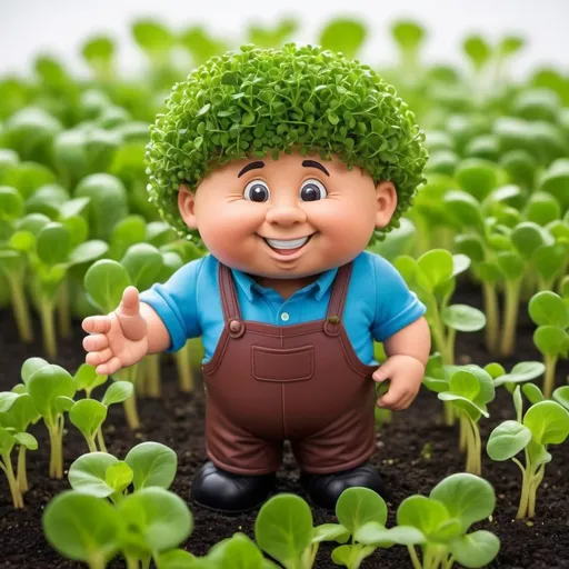 Prompt: create a cartoon character for a company that grows microgreens and sprouts.  similar to the cabbage patch kids range

