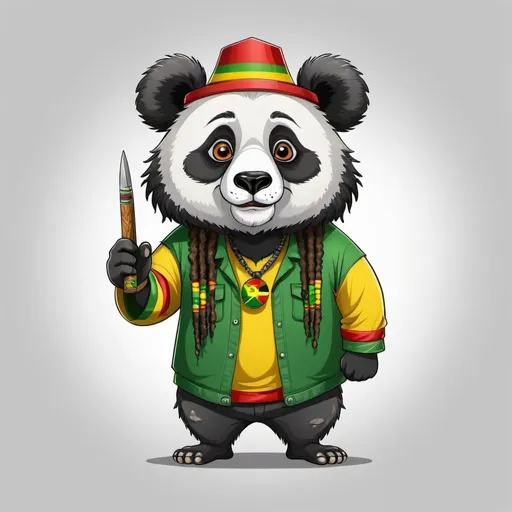 Prompt: a Rastafarian panda cartoon character