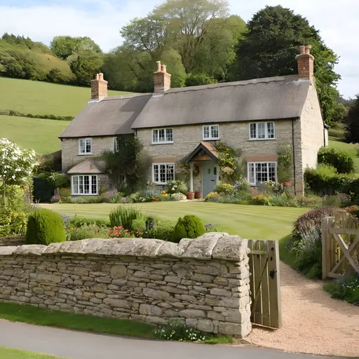 Prompt: Beautiful English home in countryside 