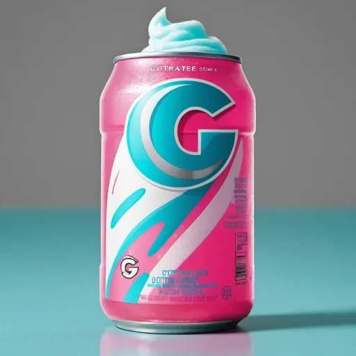 Prompt: Cotton candy flavored Gatorade drink cyan and pink combined into one drink