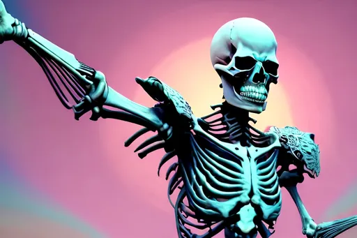 Prompt: Fantasy Skeleton in various dynamic poses, pastel-colored background, high quality, detailed skeletal structure, fantasy, vibrant pastel colors, dynamic poses, ethereal, magical lighting