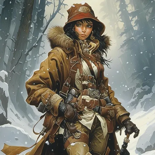 Prompt: <mymodel>A medieval anthropomorphic  

Weasel

tinkerer artificer

wearing an artic explorer outfit  with adventuring gear full of pockets and harness holster belts

in the middle  of a  snowstorm

, a stunning Alphonse Mucha's masterpiece in  fantasy  artstyle by Anders Zorn and Joseph Christian Leyendecker

, neat and clear tangents full of negative space 

, a dramatic lighting with detailed shadows and highlights enhancing depth of perspective and 3D volumetric drawing

, a  vibrant and colorful high quality digital  painting in HDR