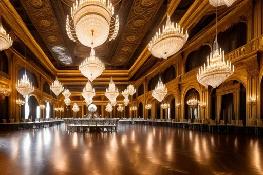 Prompt: Fantasy ballroom with ethereal lighting, grand chandeliers, intricate architectural details, large open space, high-ceilinged, opulent decor, ethereal atmosphere, 4k, HDR, detailed materials, grand fantasy, extravagant, spacious, high-quality, ballroom, opulent, ethereal lighting, intricate details, architectural beauty, atmospheric lighting