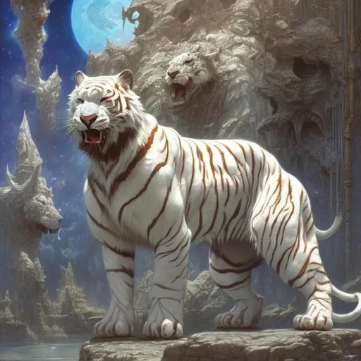 Prompt: <mymodel>A science fiction anthropomorphic white tiger in artstyle by Donato Giancola and Terese Nielsen