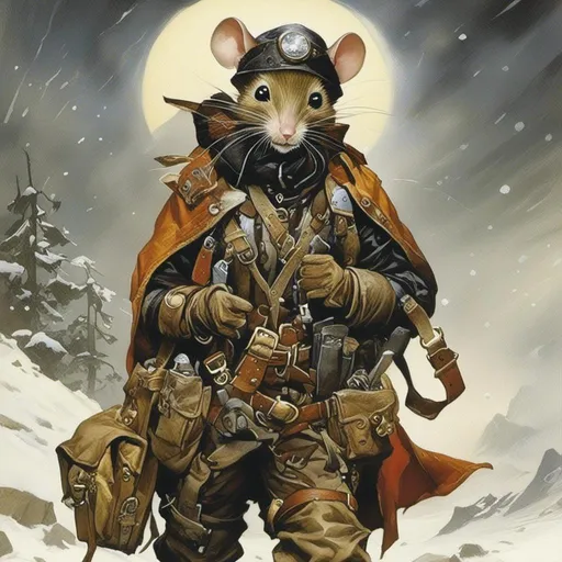 Prompt: <mymodel>A medieval anthropomorphic  

Mouse

tinkerer artificer

wearing an artic explorer outfit  with adventuring gear full of pockets and harness holster belts

in the middle  of a  snowstorm

, a stunning Alphonse Mucha's masterpiece in  fantasy  artstyle by Anders Zorn and Joseph Christian Leyendecker

, neat and clear tangents full of negative space 

, a dramatic lighting with detailed shadows and highlights enhancing depth of perspective and 3D volumetric drawing

, a  vibrant and colorful high quality digital  painting in HDR